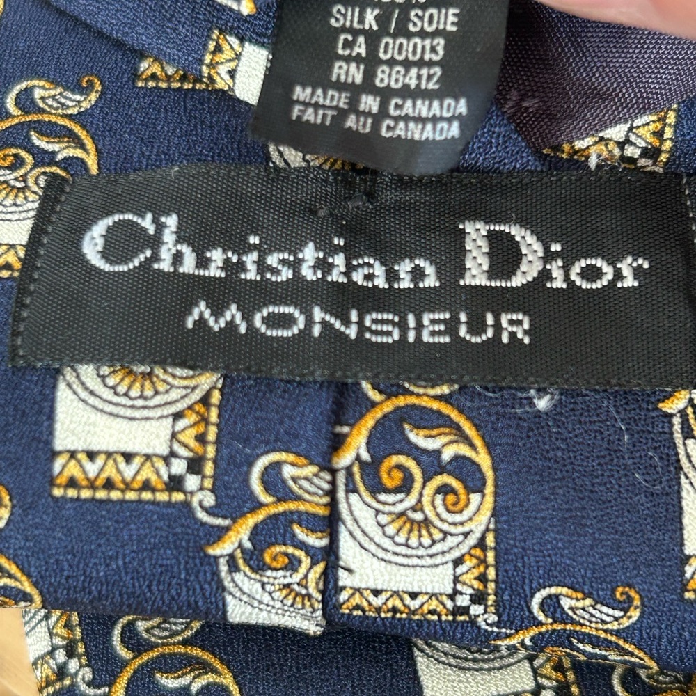 Dior Monsieur Silk Tie with Gold and White Motifs